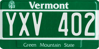 VT license plate YXV402