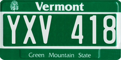 VT license plate YXV418