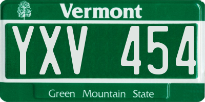 VT license plate YXV454