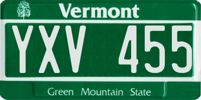VT license plate YXV455