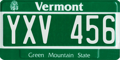 VT license plate YXV456