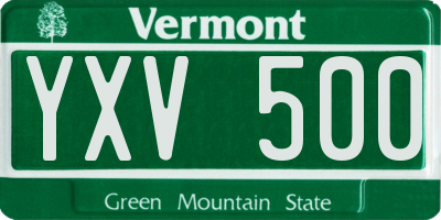 VT license plate YXV500