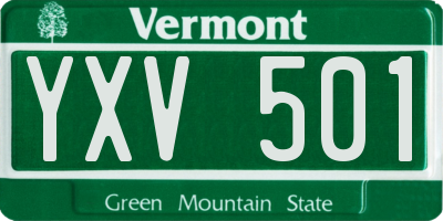 VT license plate YXV501
