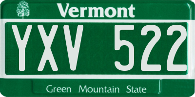 VT license plate YXV522