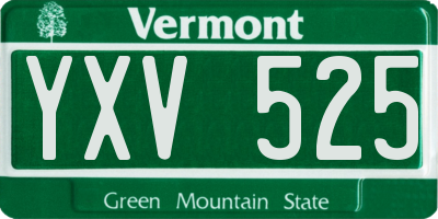 VT license plate YXV525