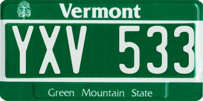 VT license plate YXV533