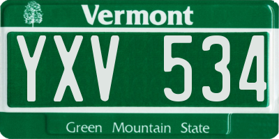 VT license plate YXV534