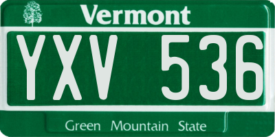 VT license plate YXV536
