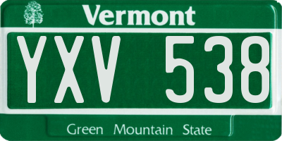 VT license plate YXV538
