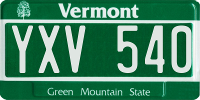 VT license plate YXV540
