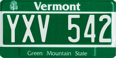 VT license plate YXV542