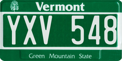 VT license plate YXV548