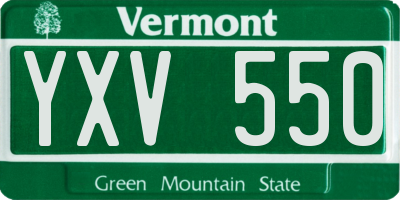 VT license plate YXV550