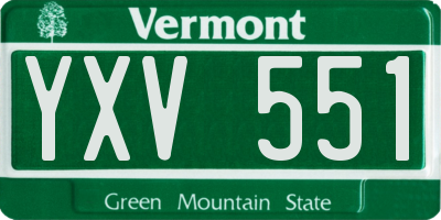 VT license plate YXV551