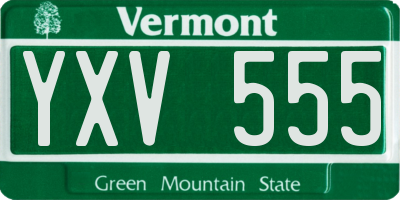 VT license plate YXV555
