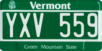 VT license plate YXV559
