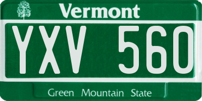 VT license plate YXV560