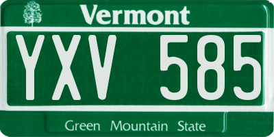 VT license plate YXV585
