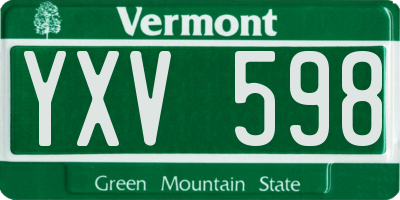 VT license plate YXV598