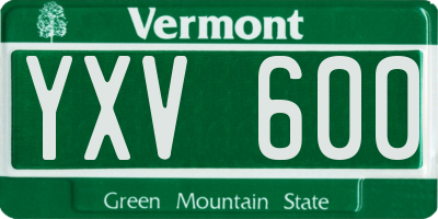 VT license plate YXV600