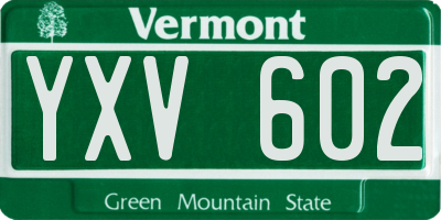 VT license plate YXV602