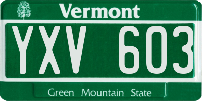 VT license plate YXV603