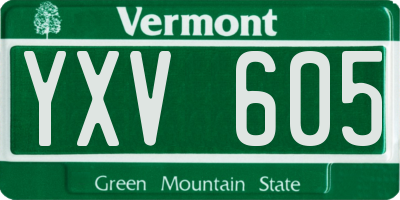 VT license plate YXV605