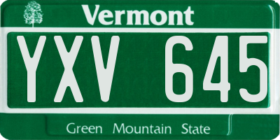 VT license plate YXV645