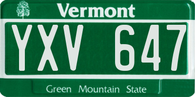 VT license plate YXV647