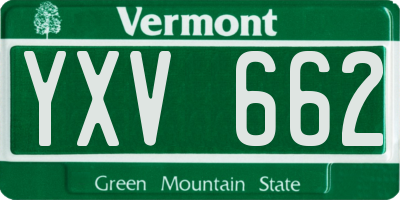 VT license plate YXV662