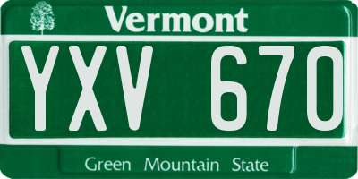 VT license plate YXV670