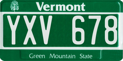 VT license plate YXV678