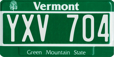 VT license plate YXV704
