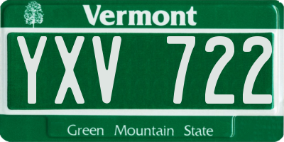 VT license plate YXV722