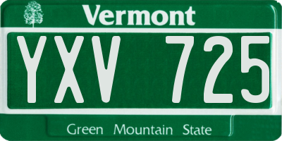 VT license plate YXV725