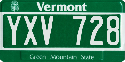 VT license plate YXV728