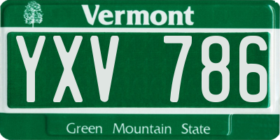 VT license plate YXV786