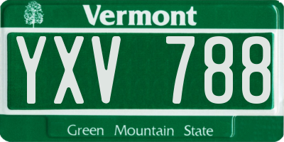 VT license plate YXV788