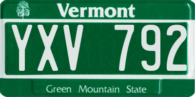 VT license plate YXV792