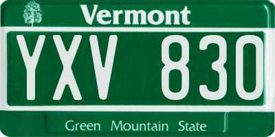VT license plate YXV830