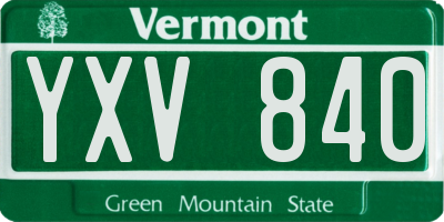 VT license plate YXV840