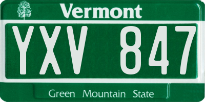 VT license plate YXV847