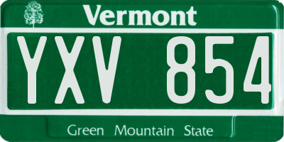 VT license plate YXV854