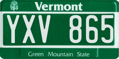 VT license plate YXV865