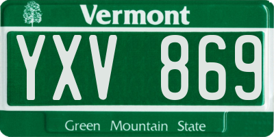 VT license plate YXV869