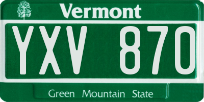 VT license plate YXV870