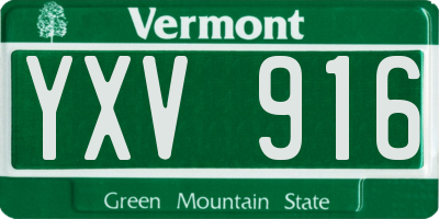 VT license plate YXV916