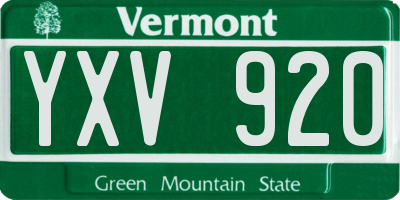 VT license plate YXV920
