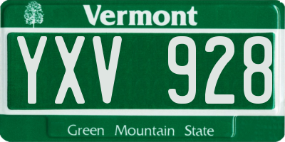 VT license plate YXV928