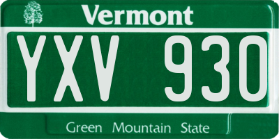 VT license plate YXV930
